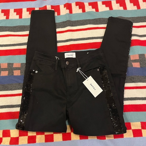 Frame le skinny sequin tux stripe jean, nwt, sz 29 - Picture 6 of 12